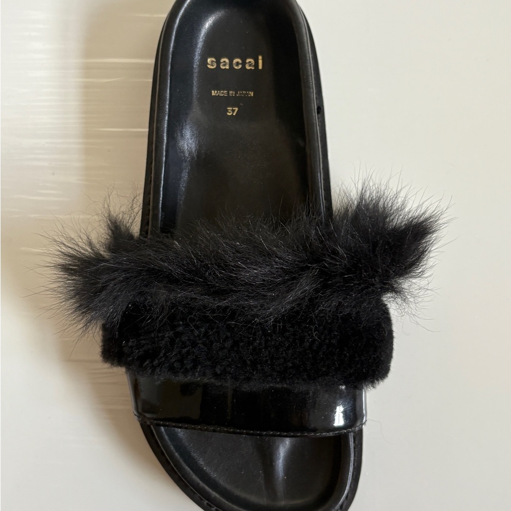 Sacai Mixed Fur Slide Sandals View 4
